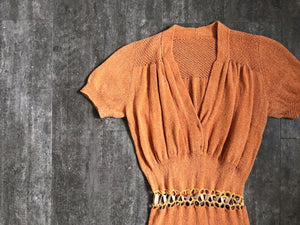 1930s 1940s knit dress . vintage knit dress . size s to m