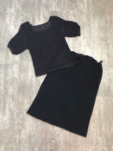 Vintage 30s crochet set . 1930s dress set . size l to xl