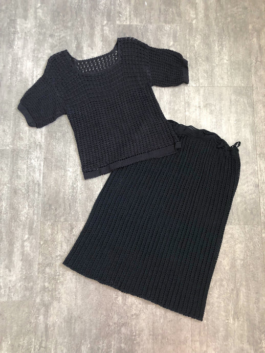 Vintage 30s crochet set . 1930s dress set . size l to xl