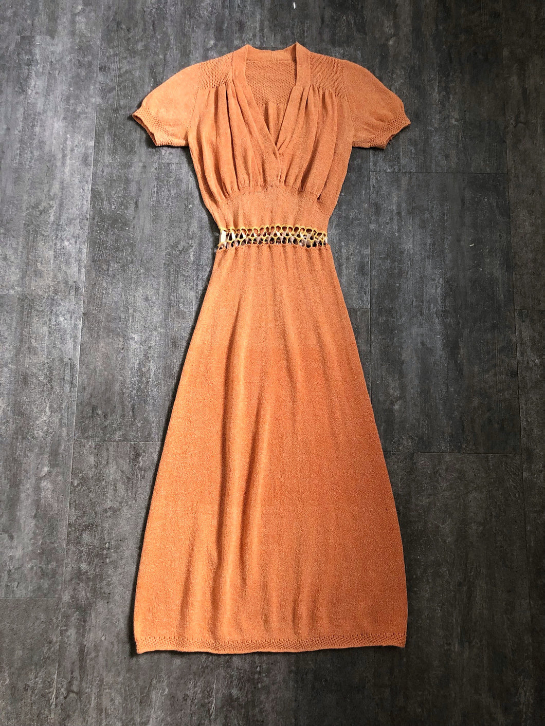 1930s 1940s knit dress . vintage knit dress . size s to m