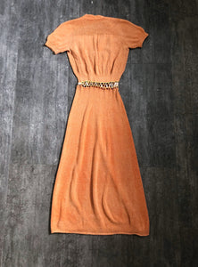 1930s 1940s knit dress . vintage knit dress . size s to m