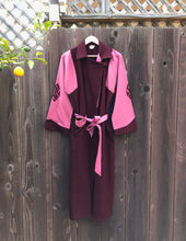 Load image into Gallery viewer, 1940s color block robe . vintage 40s wool flannel robe