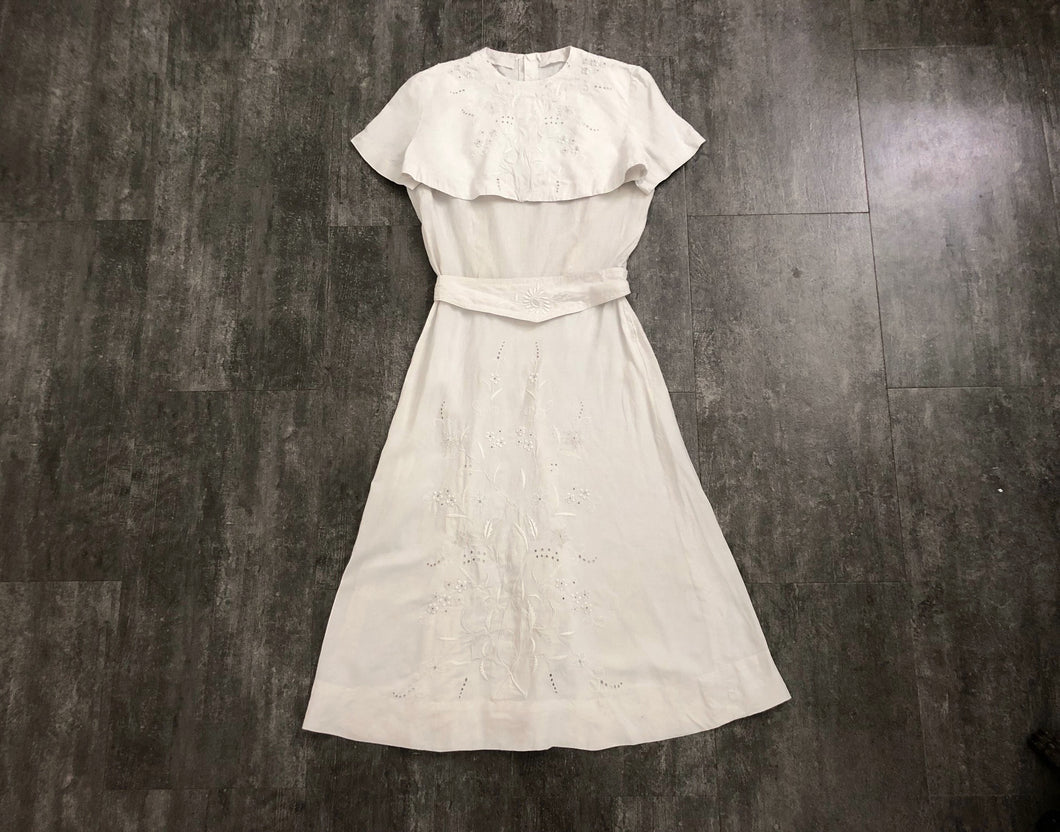 1940s linen dress set . vintage 40s dress