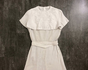 1940s linen dress set . vintage 40s dress
