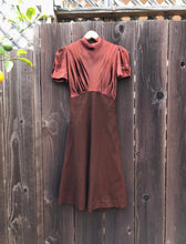 Load image into Gallery viewer, Early 1940s dress . 40s satin and wool dress . size xs/s to small
