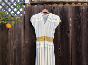 1940s rayon jersey dress . vintage 40s dress . size xs/small