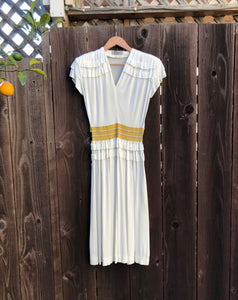1940s rayon jersey dress . vintage 40s dress . size xs/small