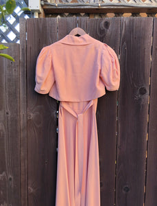 1930s gown and bolero . 30s pink dress . size xs to small