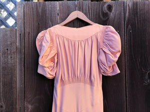 1930s gown and bolero . 30s pink dress . size xs to small