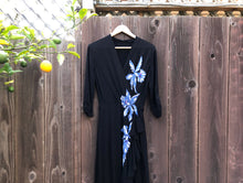 Load image into Gallery viewer, 1940s floral appliqué dress . vintage 40s dress . size medium to large