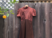 Load image into Gallery viewer, Early 1940s dress . 40s satin and wool dress . size xs/s to small