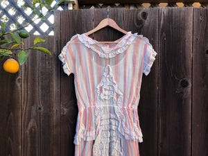 Vintage 1920s dress . antique striped dress