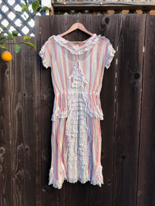 Vintage 1920s dress . antique striped dress