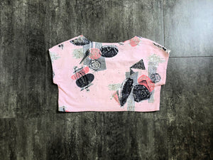 1950s barkcloth top . vintage 50s crop top