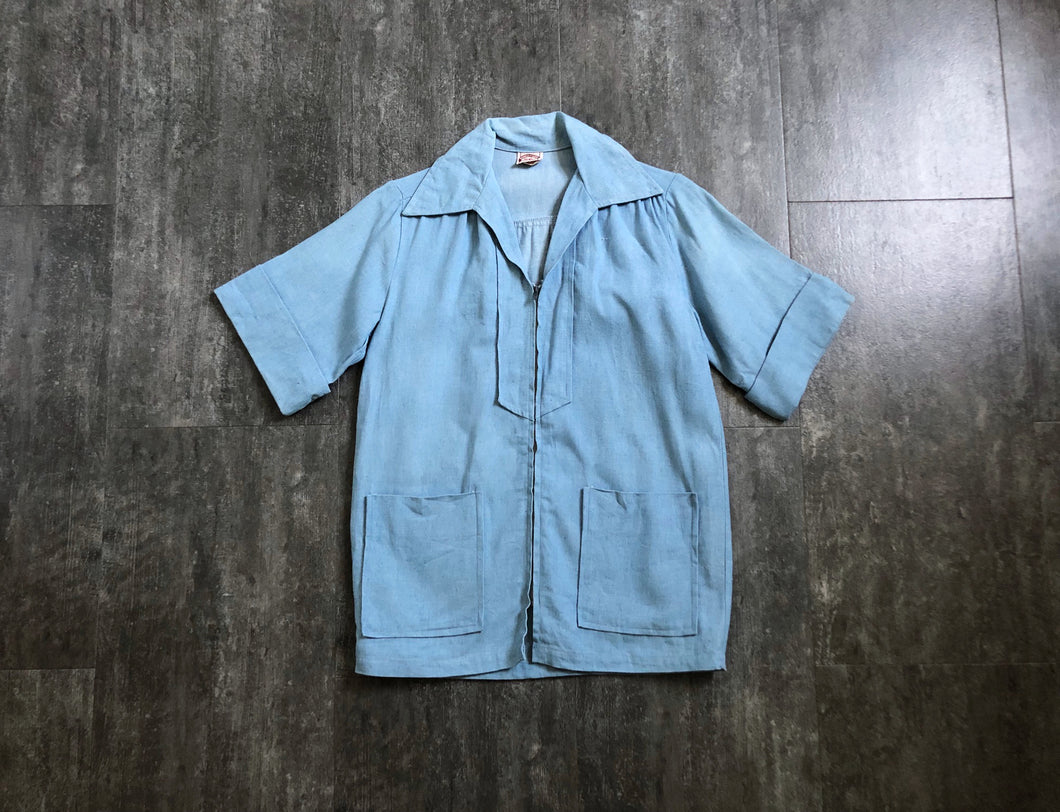 1940s 1950s denim top . vintage zip front jacket