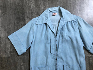 1940s 1950s denim top . vintage zip front jacket