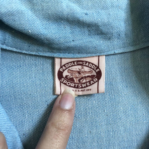 1940s 1950s denim top . vintage zip front jacket