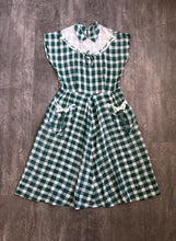 Load image into Gallery viewer, 1940s 1950s green gingham dress . vintage 40s 50s dress . size m