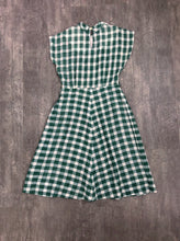 Load image into Gallery viewer, 1940s 1950s green gingham dress . vintage 40s 50s dress . size m