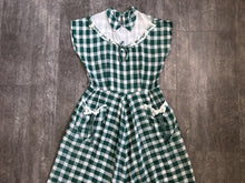 Load image into Gallery viewer, 1940s 1950s green gingham dress . vintage 40s 50s dress . size m