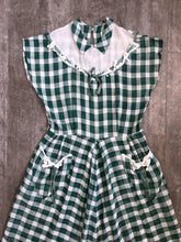 Load image into Gallery viewer, 1940s 1950s green gingham dress . vintage 40s 50s dress . size m