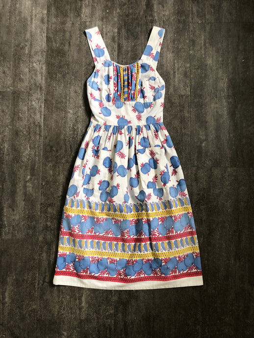 1940s apple print sundress . vintage 40s sundress . size xs to xs/s