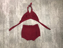 Load image into Gallery viewer, 1930s knit two-piece swimsuit . vintage 30s bikini . size s to m